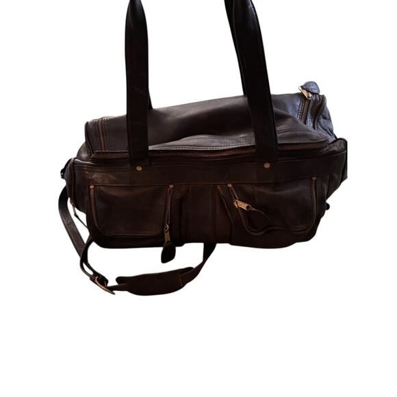 Frye Leather Duffle Bag- Black - Style 102 Benchcrafted Cross Body Strap -Duffel - Picture 4 of 15